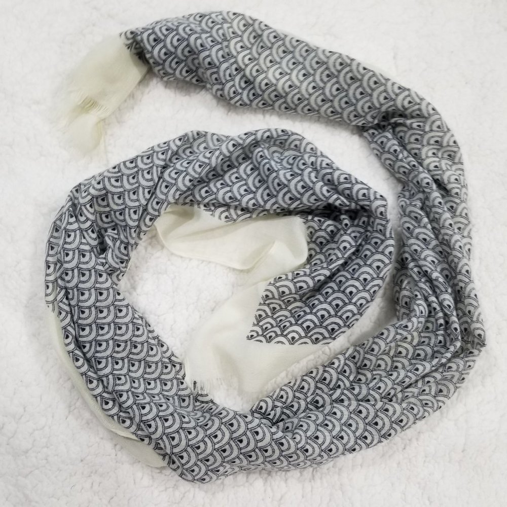 Talbots Black and White Printed Long Scarf